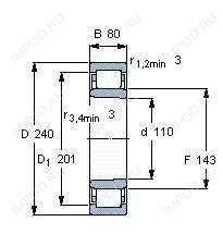 Подшипник NU2322 E.M1.C3