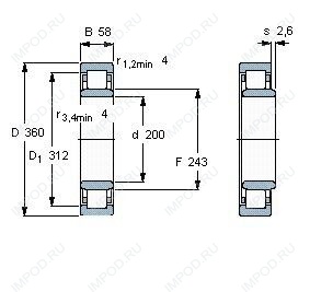 Подшипник NU240 E.M1.C3