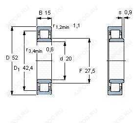 Подшипник NU304 ECP.C3