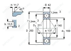 Подшипник QJ228 N2.MPA.C3 Подшипник QJ228 N2.MPA.C3