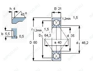 Подшипник QJ307 N2MA.C2L Подшипник QJ307 N2MA.C2L