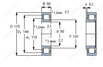 Подшипник NJ2316 E.M1.C3