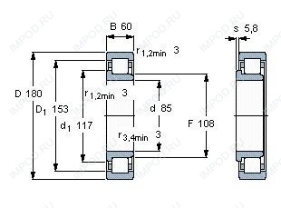 Подшипник NJ2317 E.TVP2.C3 Подшипник NJ2317 E.TVP2.C3