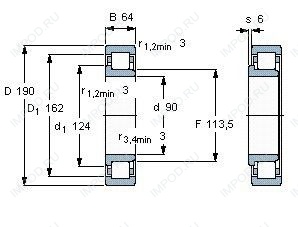 Подшипник NJ2318 E.TVP2.C3