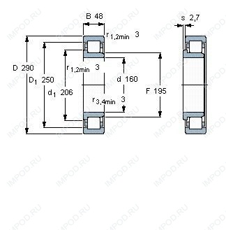 Подшипник NJ232 ECML.C3