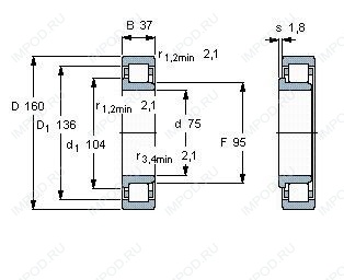 Подшипник NJ315 E.TVP2.C3