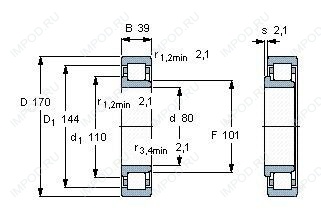 Подшипник NJ316 E.TVP3.C3