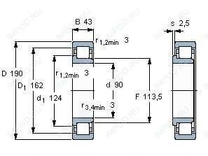 Подшипник NJ318 ECJ.C3 Подшипник NJ318 ECJ.C3