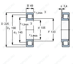 Подшипник NJ321 E.M1.C3