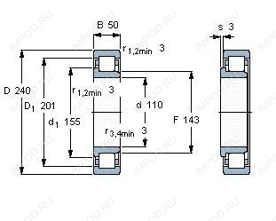 Подшипник NJ322 E.M1 Подшипник NJ322 E.M1