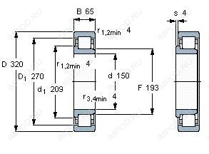 Подшипник NJ330 ECMA.C3