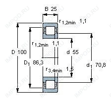 Подшипник NUP2211 ECP.C3 Подшипник NUP2211 ECP.C3