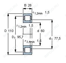 Подшипник NUP2212 E.M6 Подшипник NUP2212 E.M6