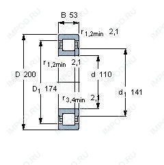 Подшипник NUP2222 E.TVP2