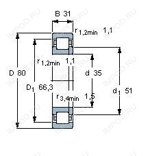 Подшипник NUP2307 E.TVP2
