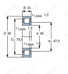 Подшипник NUP2308 E.TVP3 Подшипник NUP2308 E.TVP3