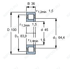 Подшипник NUP2309 E.TVP3