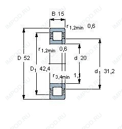 Подшипник NUP304 E.TVP2.C3 Подшипник NUP304 E.TVP2.C3