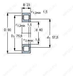 Подшипник NUP308 E.TVP2.C3