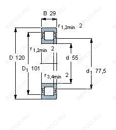 Подшипник NUP311 E.TVP3.C3