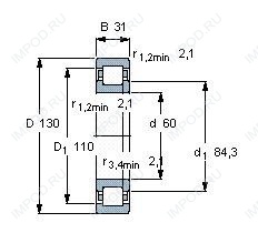 Подшипник NUP312 ECP.C3 Подшипник NUP312 ECP.C3
