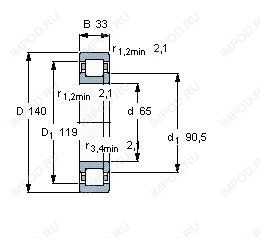 Подшипник NUP313 E.TVP2.C3 Подшипник NUP313 E.TVP2.C3