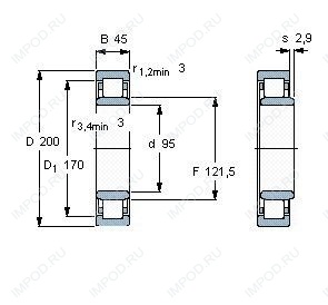 Подшипник NU319 E.M1.C3 Подшипник NU319 E.M1.C3
