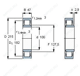 Подшипник NU320 E.TVP3.C3 Подшипник NU320 E.TVP3.C3