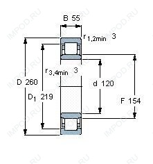 Подшипник NU324 E.TVP2.C3 Подшипник NU324 E.TVP2.C3