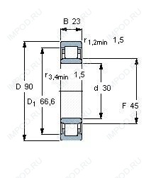 Подшипник NU406 M1 Подшипник NU406 M1