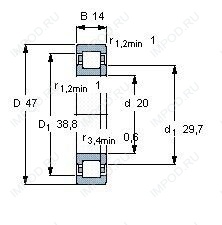 Подшипник NUP204 E.TVP3.C3