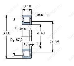 Подшипник NUP208 E.TVP3.C3 Подшипник NUP208 E.TVP3.C3