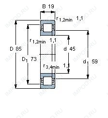 Подшипник NUP209 E.TVP2.C3