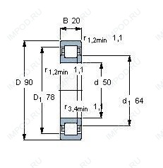 Подшипник NUP210 E.TVP3.C3