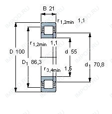 Подшипник NUP211 E.TVP2.C3