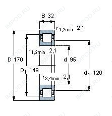 Подшипник NUP219 E.TVP2.C3 Подшипник NUP219 E.TVP2.C3