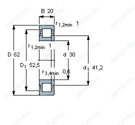 Подшипник NUP2206 E.TVP2.C3 Подшипник NUP2206 E.TVP2.C3