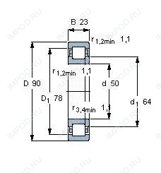 Подшипник NUP2210 E.TVP2.C3