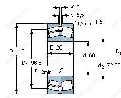 Подшипник 22212 E1 Подшипник 22212 E1
