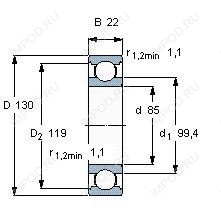Подшипник 6017 ZZ