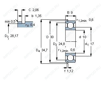 Подшипник 6200 2Z.C3