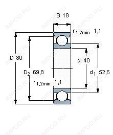 Подшипник 6207 Z.C3