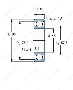 Подшипник 6209 2RSR.C3