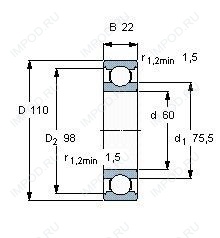 Подшипник 6212 2Z.C3M