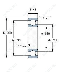 Подшипник 6232 M (ISO)