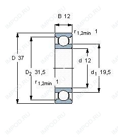 Подшипник 6301 2RS2.C3 Подшипник 6301 2RS2.C3