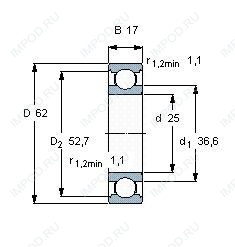 Подшипник 6305 2RS2 Подшипник 6305 2RS2