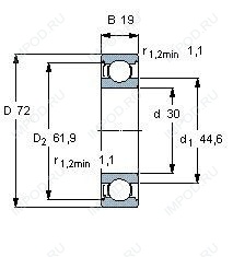 Подшипник 6306 2RS.NR Подшипник 6306 2RS.NR