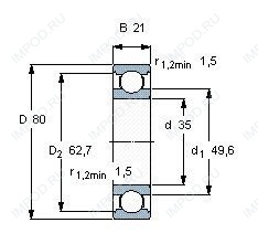 Подшипник 6307 2RS1 Подшипник 6307 2RS1