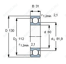 Подшипник 6312 2RSR.C3 Подшипник 6312 2RSR.C3